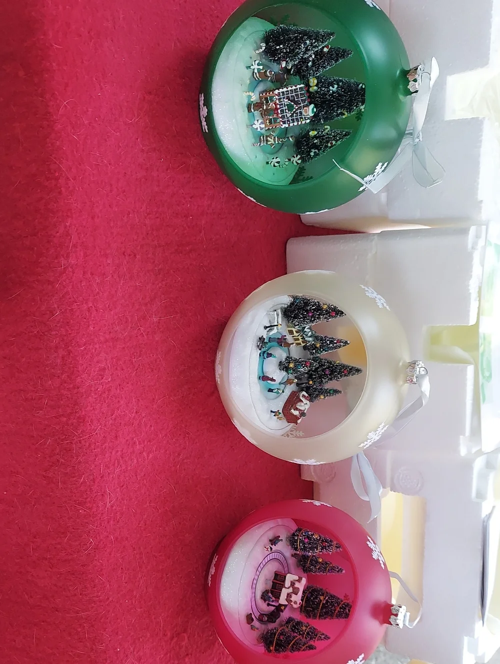 Mr. Christmas Holiday Glass Ornament with Miniature Winter Scene -large set
